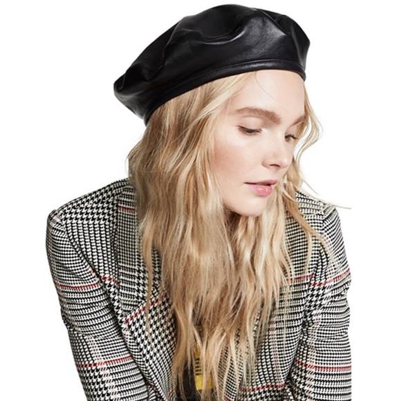 Eugenia Kim Cher Black Leather Beret 